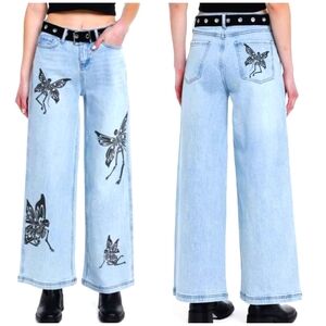 HOT TOPIC Sweet Society Fairy Skeleton Jeans Straight Leg ~ NWOT